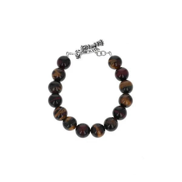 8mm Amethyst Polish Bead Bracelet W/ Silver Clasp