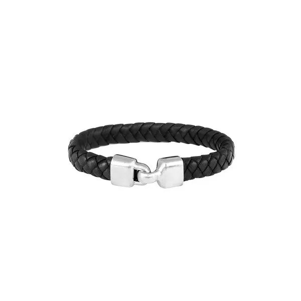 Small Braided Leather Bracelet With a Hook Clasp