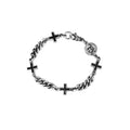 Chain Bracelet W/ Ancient Crosses and Small Skull Coin