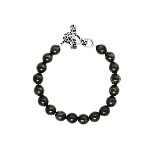 10mm Blue Tiger Eye Bracelet W/ Toggle Clasp