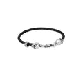 10k Gold Thin Braided Leather Hamlet Skull Bracelet