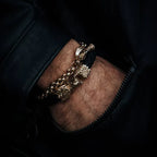 Leather Bracelet With Small 10k Gold Dragon Clasp