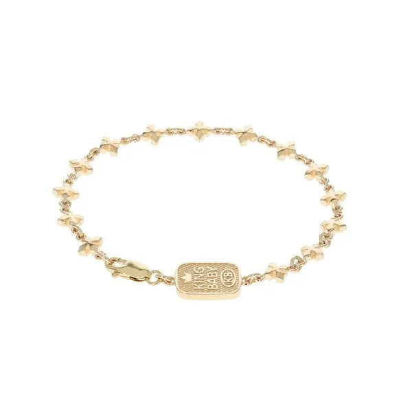 10k Yellow Gold Small Mb Cross Chain Bracelet