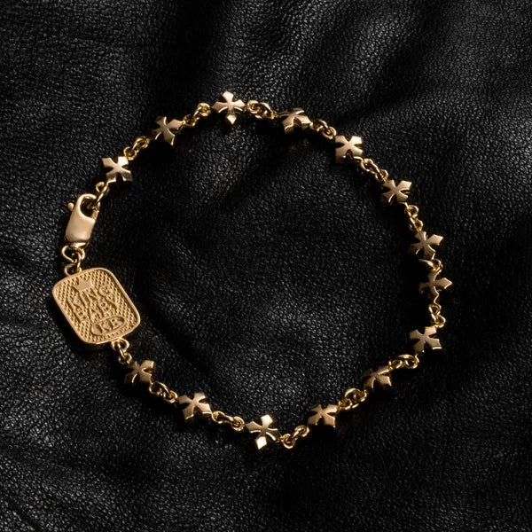 10k Yellow Gold Small Mb Cross Chain Bracelet