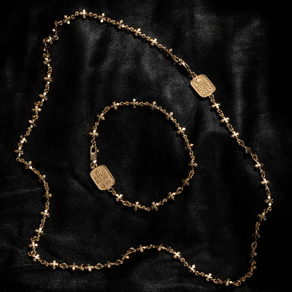 10k Yellow Gold Small Mb Cross Chain Bracelet