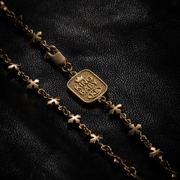 10k Yellow Gold Small Mb Cross Chain Bracelet