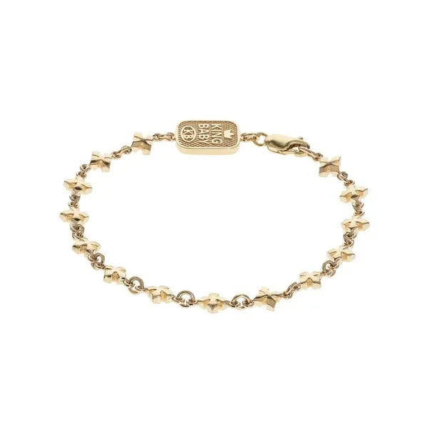 10k Yellow Gold Small Mb Cross Chain Bracelet