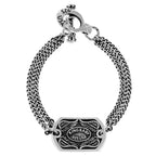Saint Michael Double Curblink Chain Bracelet W/ T-bar and Toggle