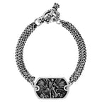Saint Michael Double Curblink Chain Bracelet W/ T-bar and Toggle