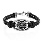 Saint Michael Braided Leather Bracelet