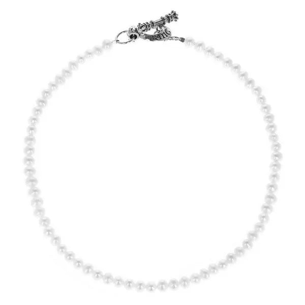 Short 6mm Grey Pearl Necklace W/ T-bar and Toggle