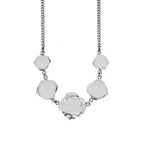 Curblink Chain Necklace W/ 5 Silver Roses