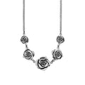 Curblink Chain Necklace W/ 5 Silver Roses