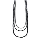 Triple Strand Necklace With Lava Rock, Spinel and Curblink Chain - 30 in.