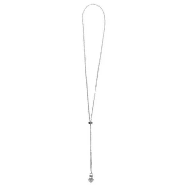 Bolero necklace with micro rolo chain and cz pave crowned heart
