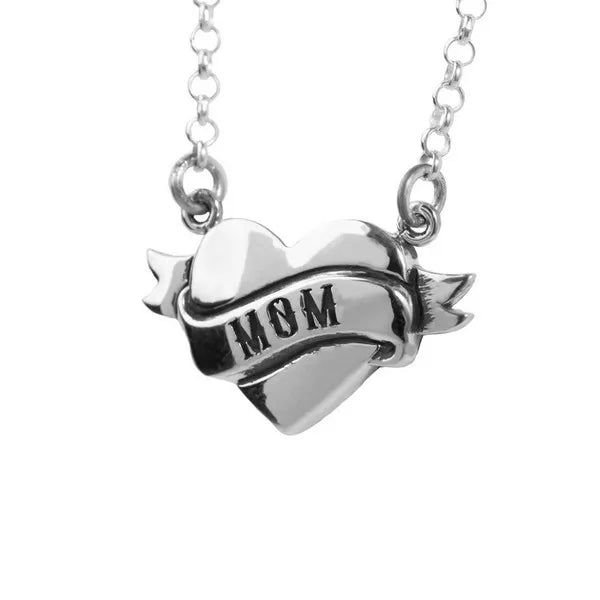Tattoo Mom Heart Necklace