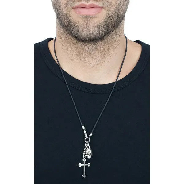 Skull W/ Traditional Cross on Braided Cord