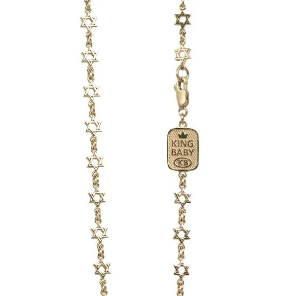 10k Yellow Gold Star of David Chain Necklace