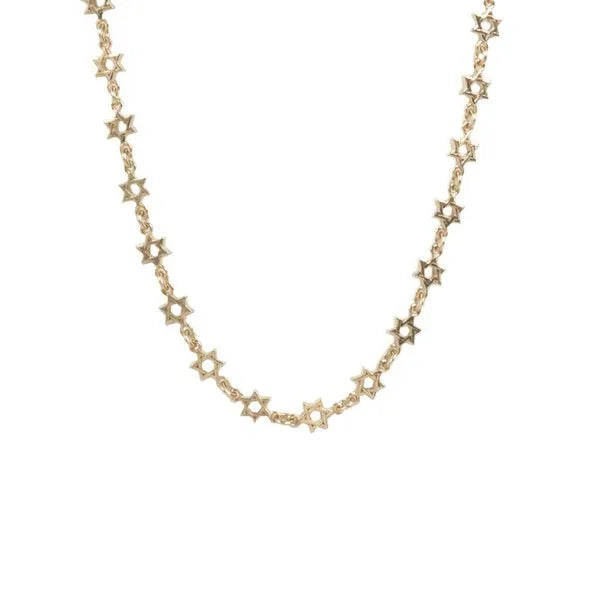 10k Yellow Gold Star of David Chain Necklace