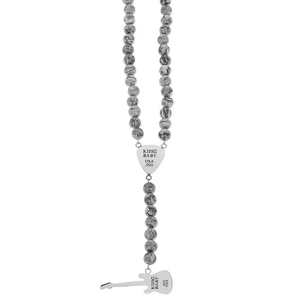 Rosary With Skull Guitar Pick and Guitar