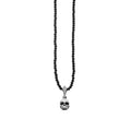 Hamlet Skull(P-0203) on Onyx Beaded Necklace - 24'