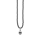 Hamlet Skull(P-0203) on Onyx Beaded Necklace - 24'