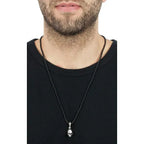 Hamlet Skull(P-0203) on Onyx Beaded Necklace - 24'