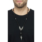 Black Onyx Rosary With Wings and Raven Skull