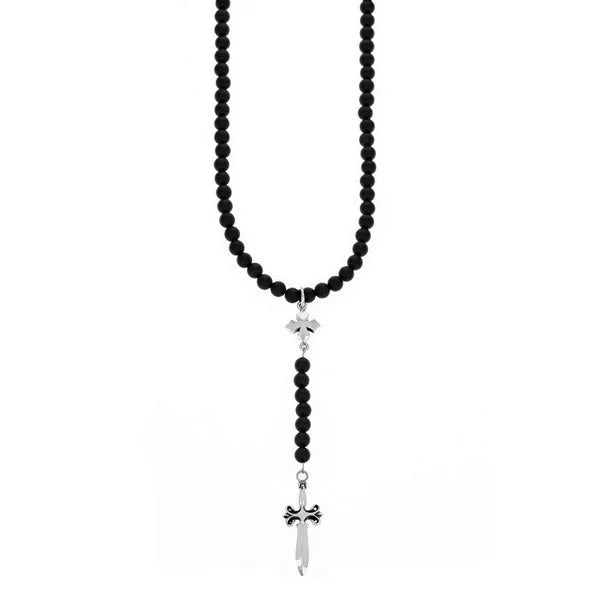 6mm Beaded Rosary With Mb Cross and Dagger