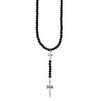 6mm Beaded Rosary With Mb Cross and Dagger