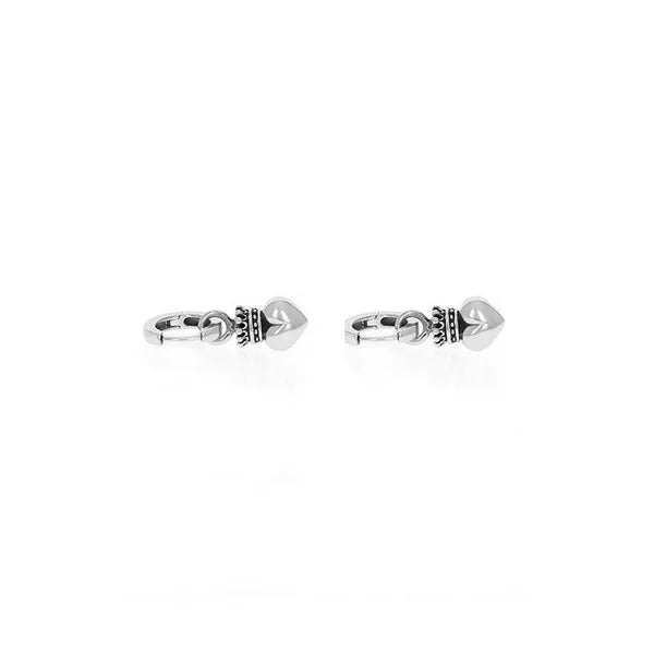 Crowned Heart Earrings With Hinged Back