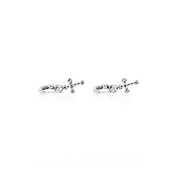 Cross Earrings With Hinged Back