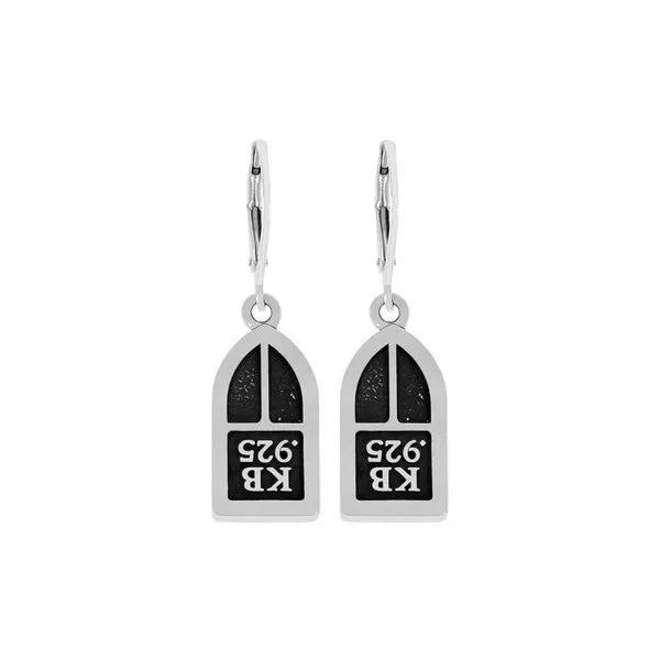 Stained Glass Earrings W/ Crosses and Gold Alloy