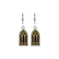 Stained Glass Earrings W/ Crosses and Gold Alloy