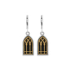 Stained Glass Earrings W/ Crosses and Gold Alloy