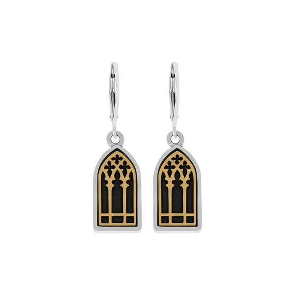 Stained Glass Earrings W/ Crosses and Gold Alloy