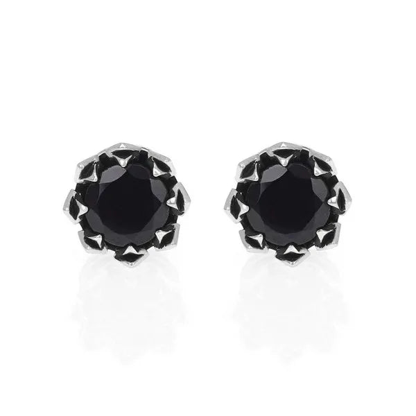 Crowned Onyx  Stud Earrings
