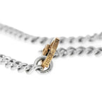 Large Curblink Chain With 10k Gold and Pave Diamond Lobster Clasp