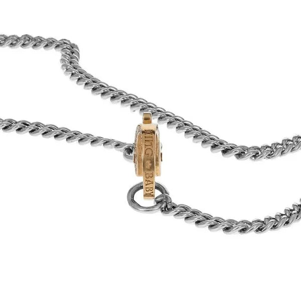 Small Curblink Chain With Small Gold and Pave Diamond Lobster Clasp