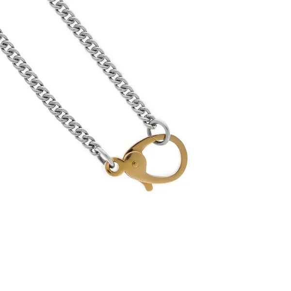 Small Curblink Chain With Small Gold and Pave Diamond Lobster Clasp