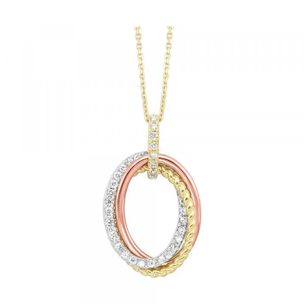 14Kt Tricolor Diamond 1/3Ctw Pendant