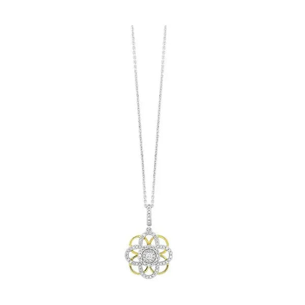 14Kt White Yellow Gold Diamond 1/4Ctw Pendant