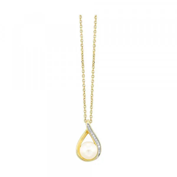14Kt Yellow Gold Diamond 1/50Ctw & Pearl 1 1/2Ctw Pendant