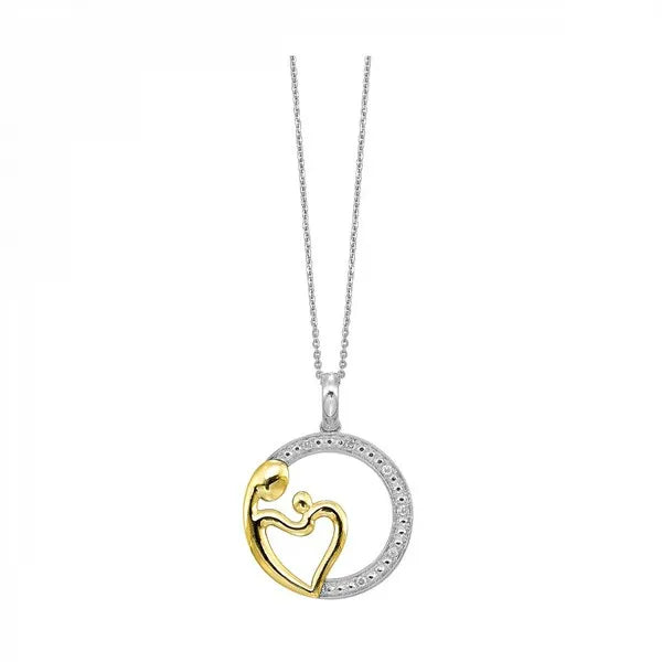 Gold Silver Yellow Diamond 1/20Ctw Pendant