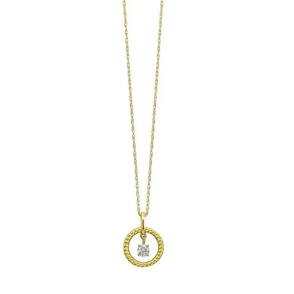 10K Yellow Gold Diamond 1/8Ctw Pendant