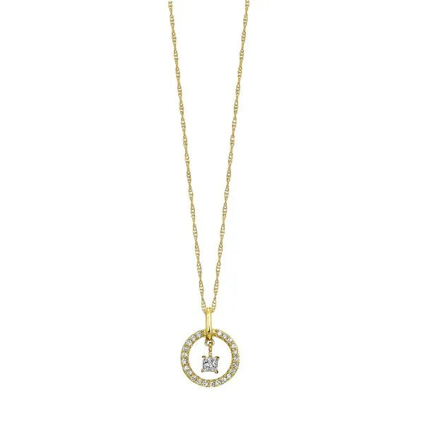 10K Yellow Gold Diamond 1/5Ctw Pendant