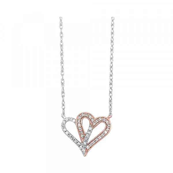 10Kt White Rose Gold Diamond 1/10Ctw Pendant