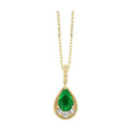 10Kt Yellow Gold Diamond 1/20Ctw & Emerald 3/8Ctw Pendant