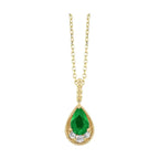 10Kt Yellow Gold Diamond 1/20Ctw & Emerald 3/8Ctw Pendant