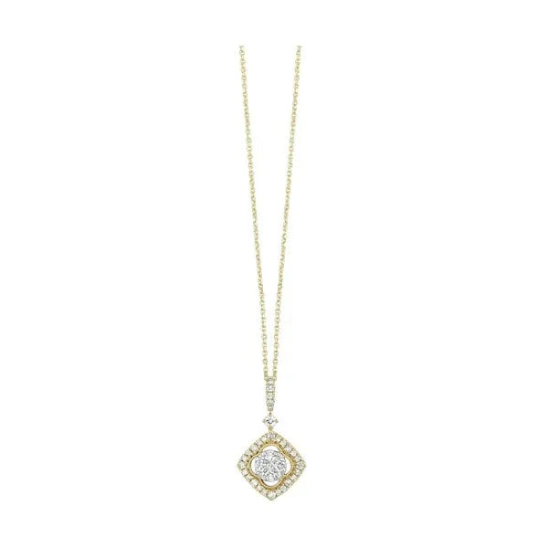 14Kt White Yellow Gold Diamond 1/2Ctw Pendant